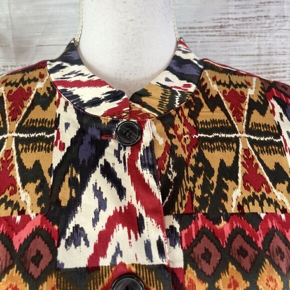 Norm Thompson Black Jacket size Extra Large Red Brown Aztec Western Stretch - Picture 7 of 16